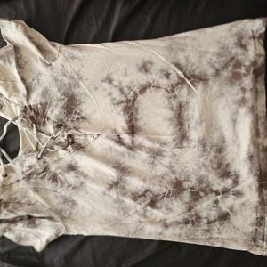 Affliction Gray Black Tie Front Tank Top